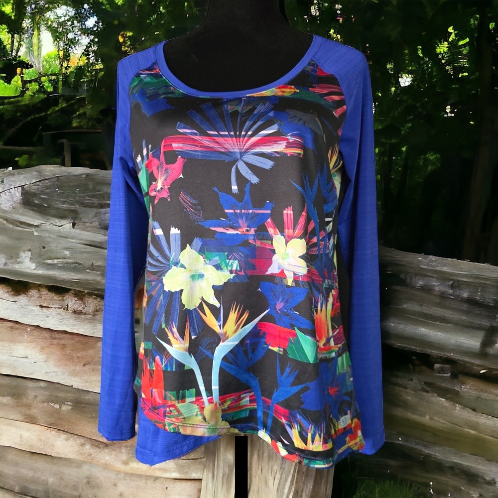 REEL LEGENDS  ( MED ) Performance Rash Guard UPF Tropical Design Fishing Shirt